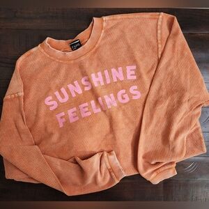 Chicka-d The Lyne Orange "Sunshine Feelings" Ribbed Oversized Sweater Small